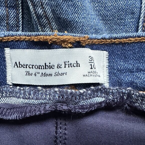 Abercrombie & Fitch Maternity 4” Mom Jean Short Distressed Full Belly Band Sz 10 - Picture 5 of 7